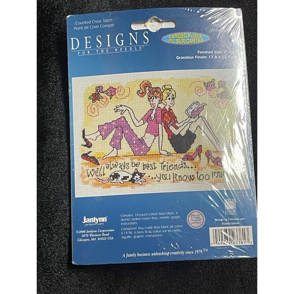 Janlynn Cross Stitch Embroidery Kit We'll Always Be Best Friends You know Too Mu - Picture 2 of 4